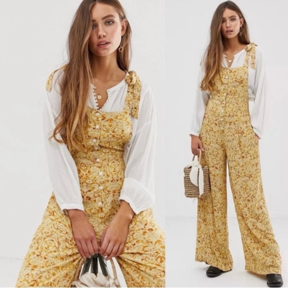 Anthropologie Sugar Sands Yellow Jumpsuit